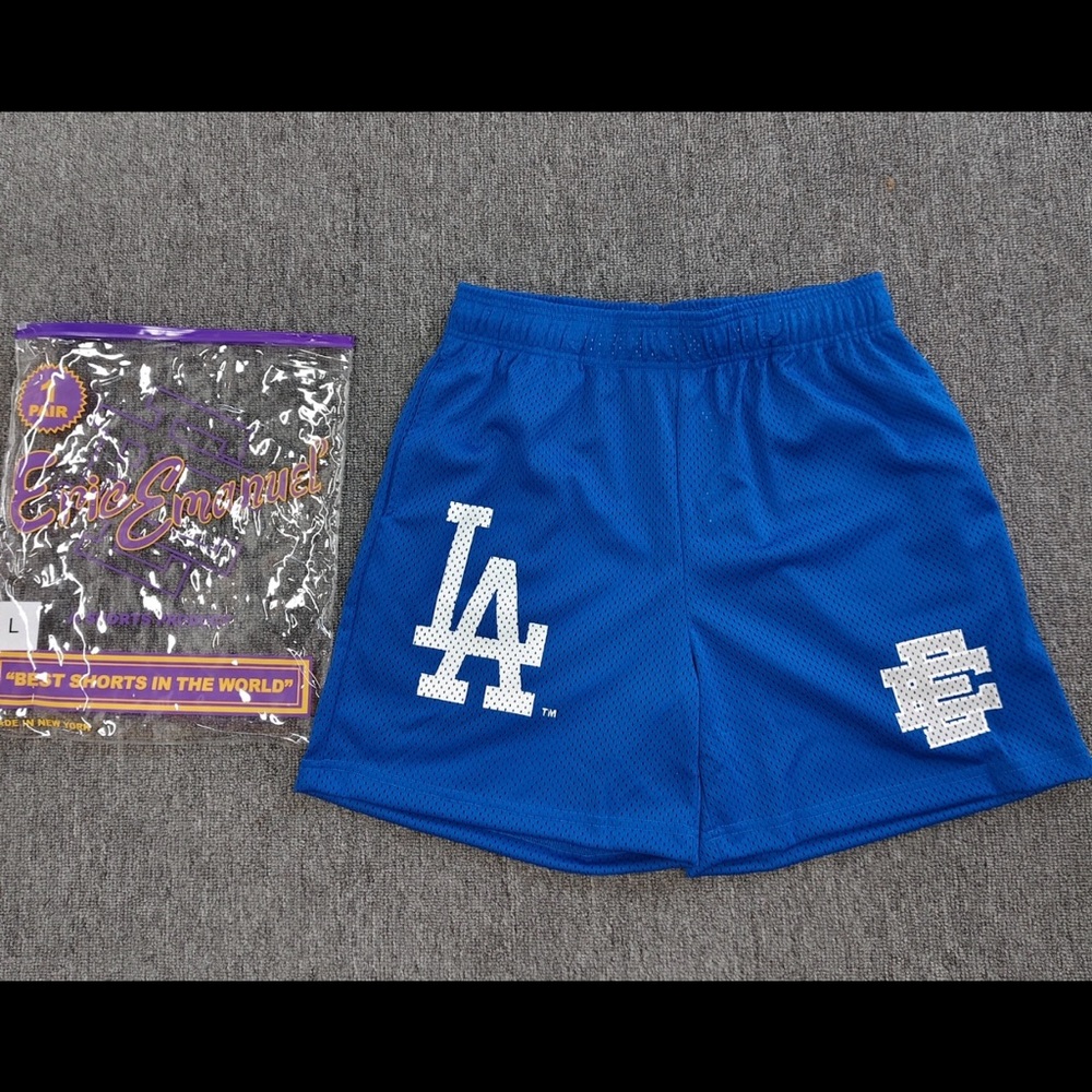 Eric Emanuel Royal Blue LA Mesh Athletic Shorts with White Logos
